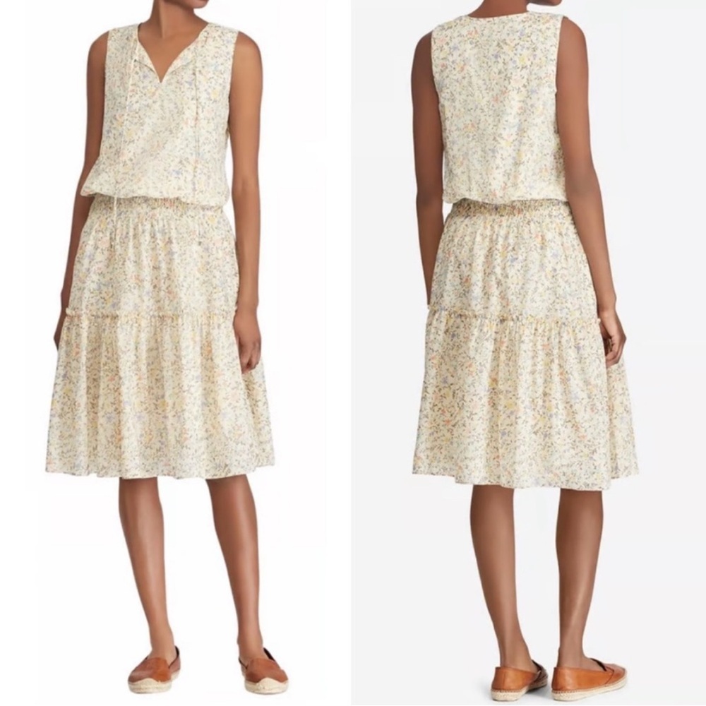 Lauren Ralph Lauren Tiered Dainty Floral‎ Dress Size 4 Cotton Blend